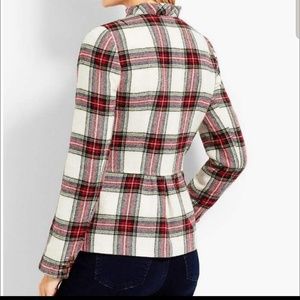 Ruffle-Trim Shetland Tartan Plaid Jacket